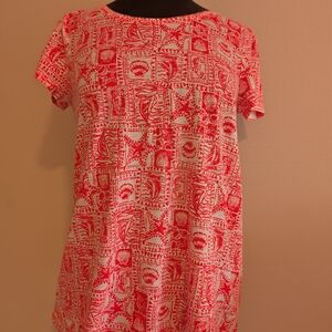 Lilly Pulitzer Red and White Short Sleeve Crew Neck Tee